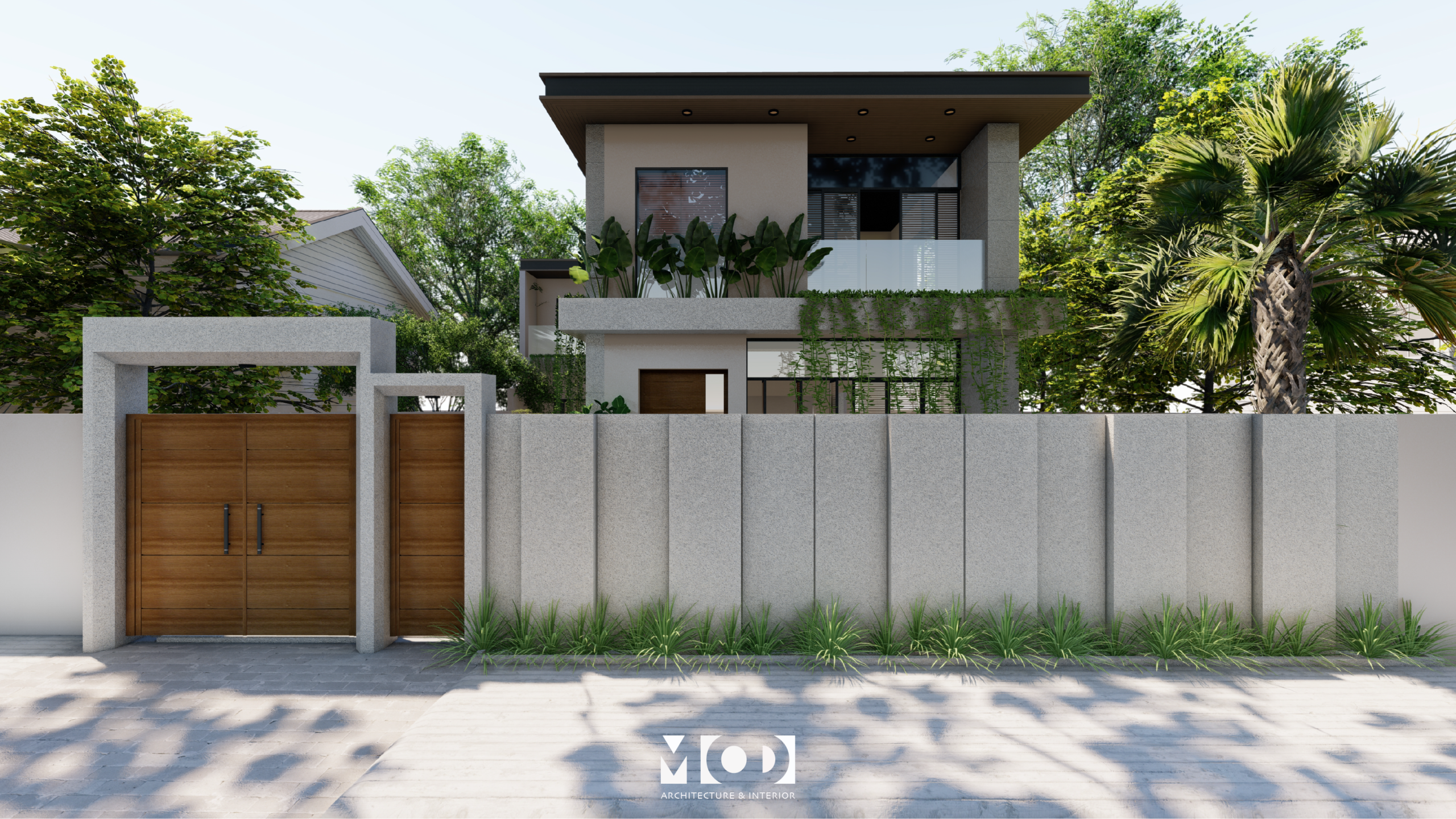 Thiết kế kiến trúc Villa hiện đại tại Bình Triệu với mặt tiền sang trọng và không gian xanh thoáng đãng.